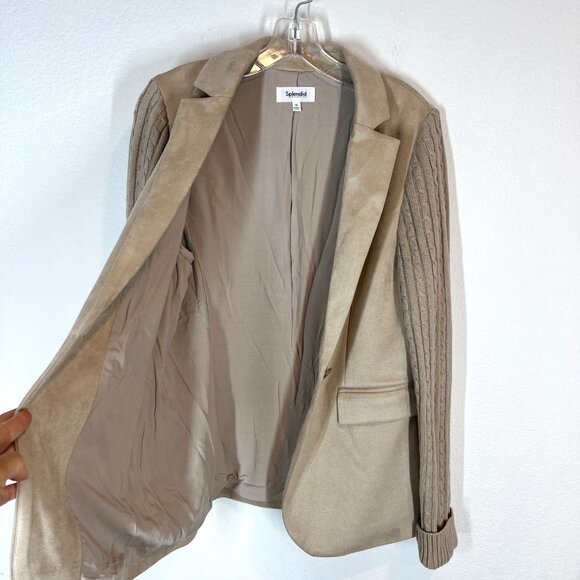 Splendid Tan Blazer with Knit Sleeves - Picture 4 of 10
